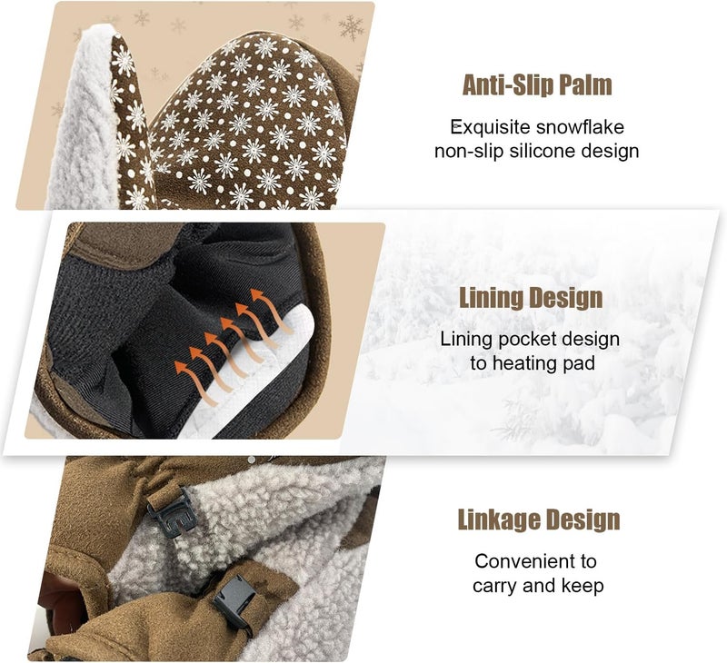 EZPACE Store Women's Sherpa Mitten Warm Fleece Gloves for Cold Weather Winter - Image 2